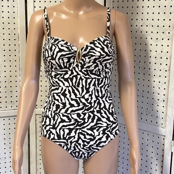 Lands' End Other - Lands' End Brown & White Zebra Print One Piece Swimsuit 🆕
